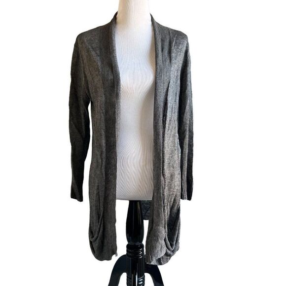Eileen Fisher 100% Linen Gray Long Cardigan M - Picture 1 of 5